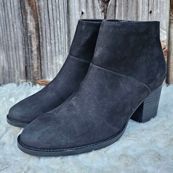 Black Ankle Booties Blondo Waterproof Nelli Size 9.5 Nubuck Leather Heeled Zip - Picture 1 of 13